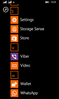 Windows Phone main menu