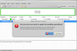 Applying changes using Gparted